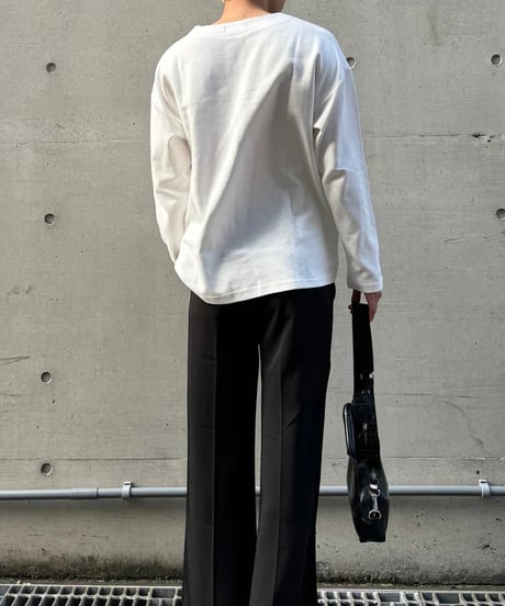 minimal deep v neck long sleeve t-shirt /2color　NL2066