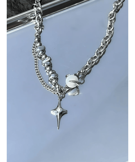 cyber punk star asymmetric necklace　NL2226