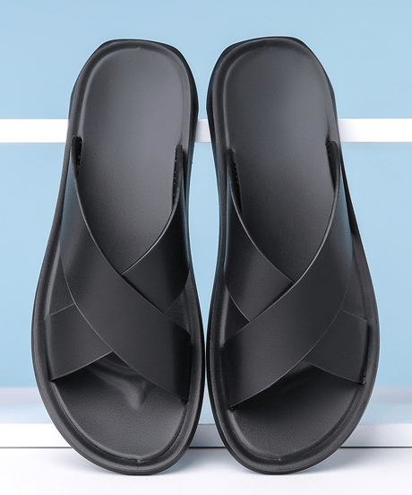 mens cross strap leather sandals/2color　NL2386