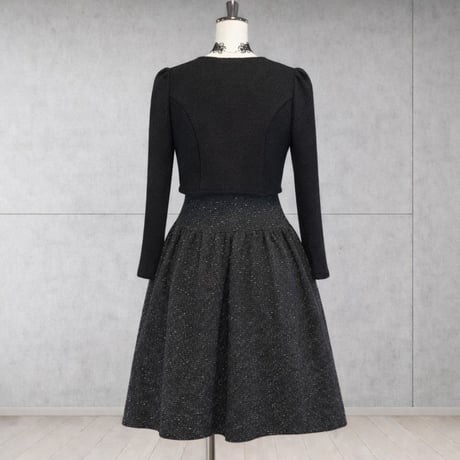 フルール 長袖ボレロ ストレッチジャガード ブラック【size 36/38/40/42】