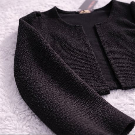 フルール 長袖ボレロ ストレッチジャガード ブラック【size 36/38/40/42】