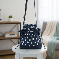 ストラップ巾着バッグショルダーバッグ ネイビー NO.708005