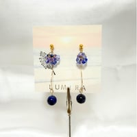 ラピスラズリ × ブルービーズ スイングピアス
