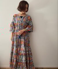 インド綿ブロックプリント 5段ティアードワンピース Luxe（リュクス