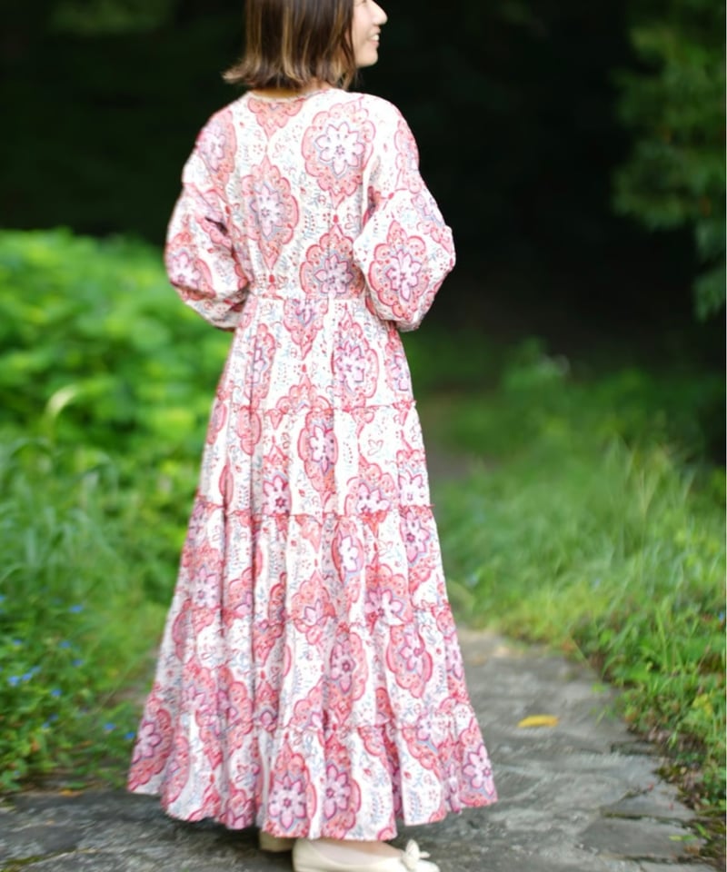 インド綿ブロックプリント 5段ティアードワンピース Luxe（リュクス