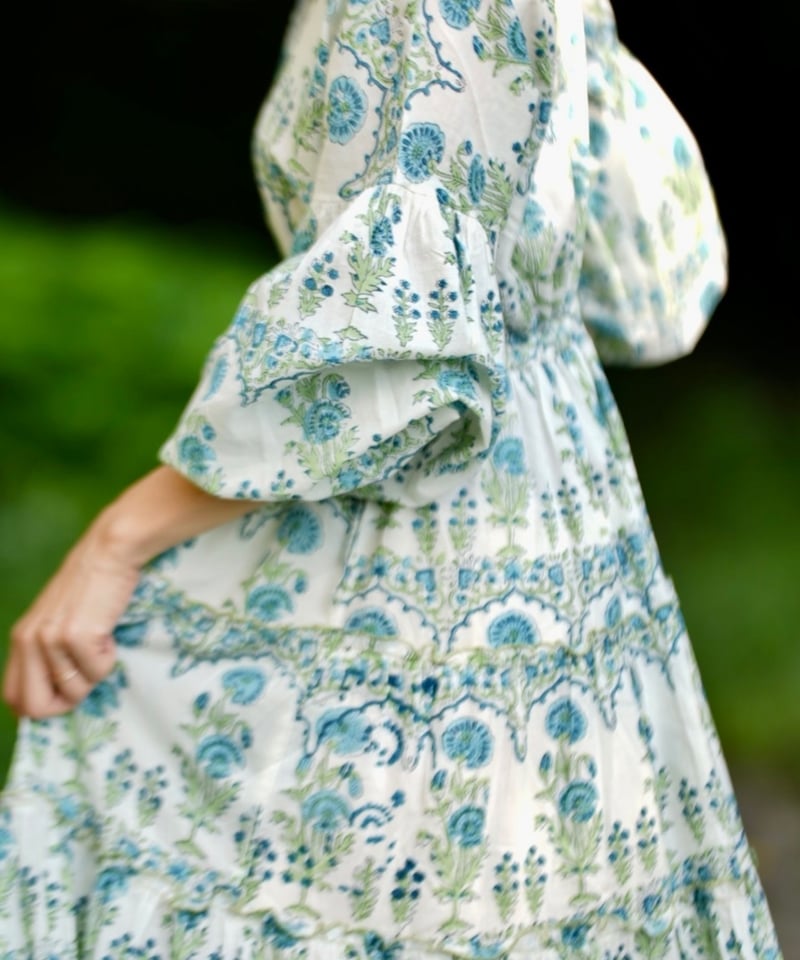 インド綿ブロックプリント 5段ティアードワンピース Luxe（リュクス