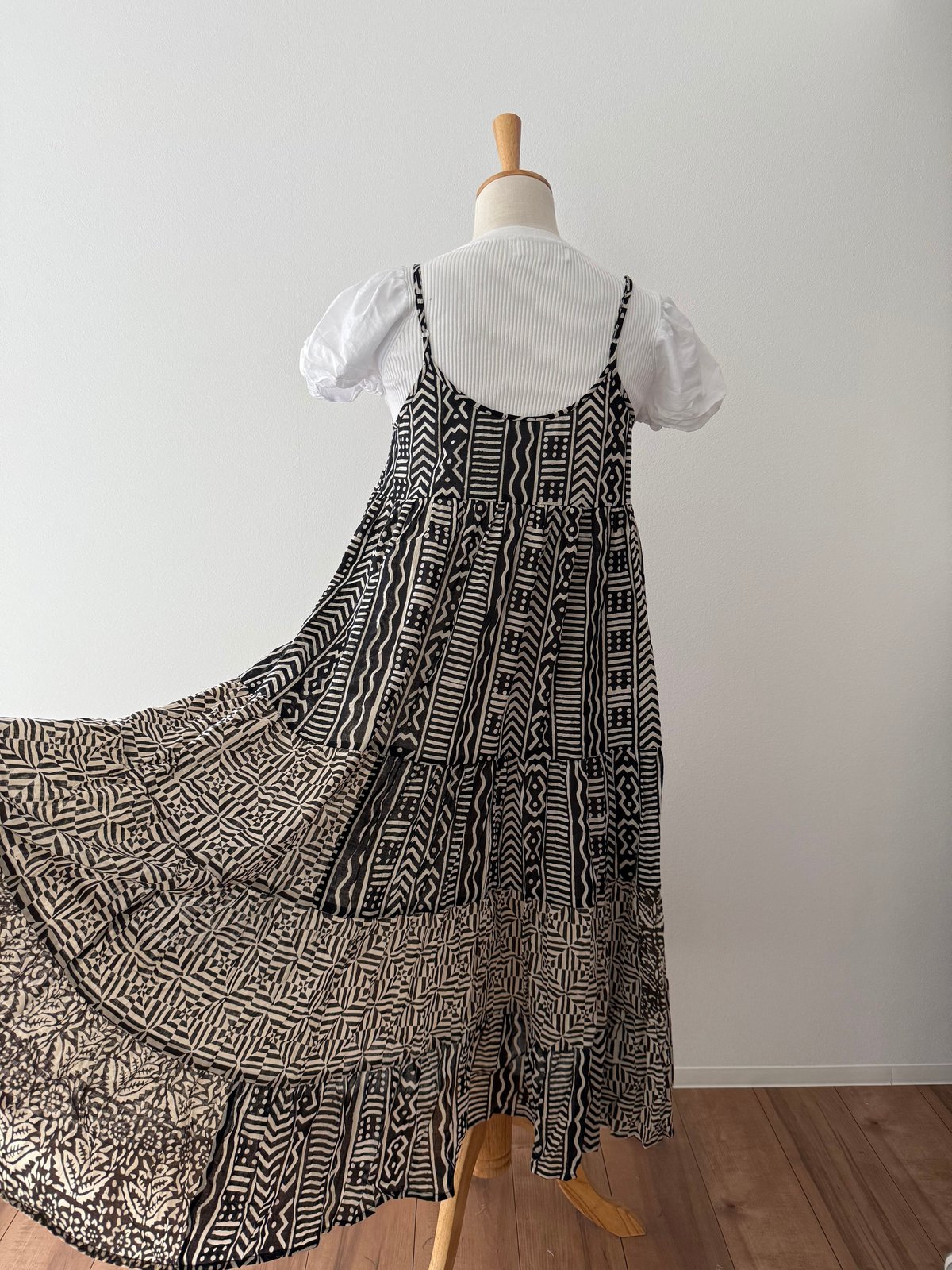 ③インド綿ブロックプリント パッチワークキャミソールワンピース | Laddu