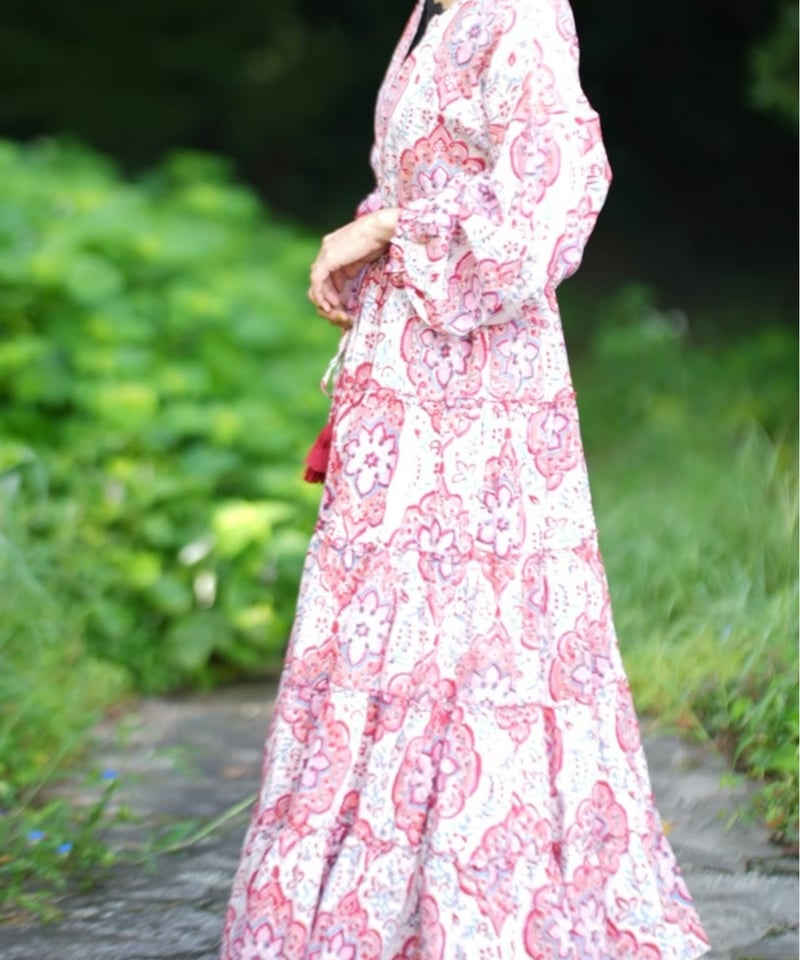 インド綿ブロックプリント 5段ティアードワンピース Luxe（リュクス