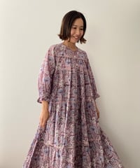インド綿ブロックプリント 5段ティアードワンピース Luxe（リュクス