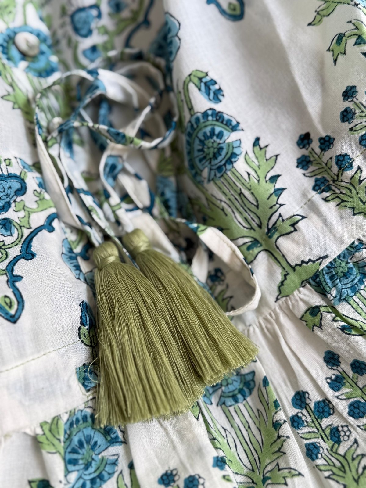 インド綿ブロックプリント 5段ティアードワンピース Luxe（リュクス