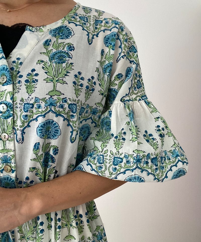 インド綿ブロックプリント 5段ティアードワンピース Luxe（リュクス