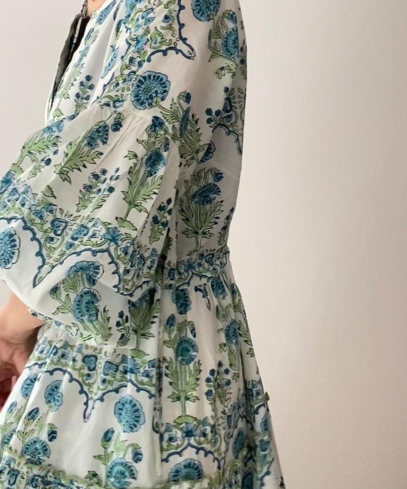 インド綿ブロックプリント 5段ティアードワンピース Luxe（リュクス