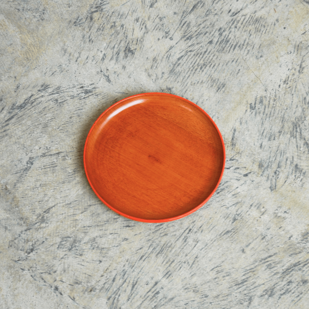 縁赤が映える 木製丸皿 | 8blanks
