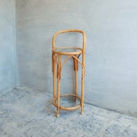 ラウンドガラスのラタンサイドテーブル