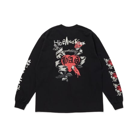 [HIDE AND SEEK]Heart And Dagger L/S Tee(Back)/BLACK