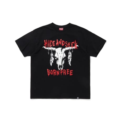 [HIDE AND SEEK]Buffalo Skull S/S Tee(Front)/BLACK