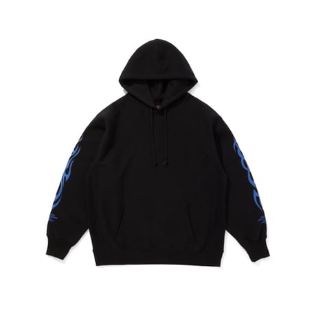[HIDE AND SEEK]MAD Hooded Sweat Shirt/BLACK×BLUE