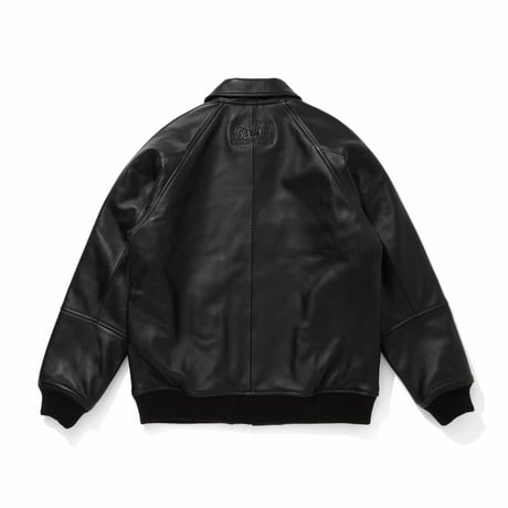 [HIDEANDSEEK×Toru Nishiura]Leather Varsity Jacket/BLK/BLK