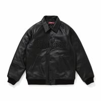 [HIDEANDSEEK×Toru Nishiura]Leather Varsity Jacket/BLK/BLK
