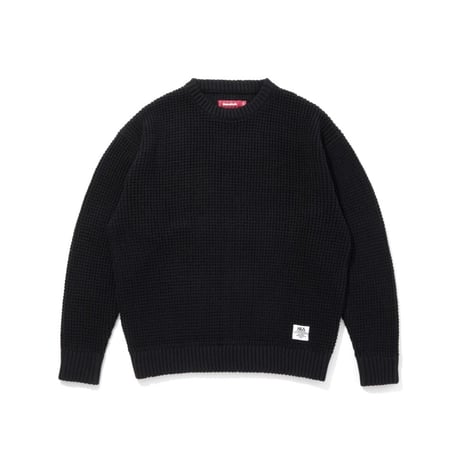 [HIDE AND SEEK]Heavy Waffle Knit Sweater/BLACK