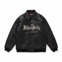 [HIDEANDSEEK×Toru Nishiura]Leather Varsity Jacket/BLK/WHT