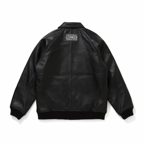 [HIDEANDSEEK×Toru Nishiura]Leather Varsity Jacket/BLK/WHT
