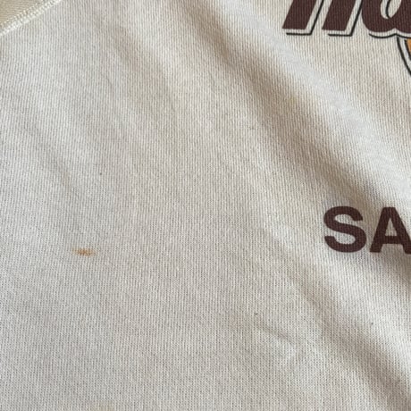 80s Vintage 【Hard Rock Cafe San Francisco】 スウェット Hanes XL USA製 ラグラン袖 アイボリー
