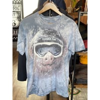 【The Mountain】 USA製 POWDER PIG タイダイ アニマルTシャツ  Park City, Utah リペア有 S