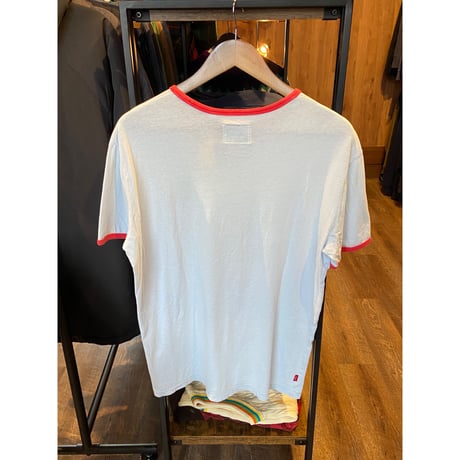 【Levi's】 501 サーフグラフィック リンガーTシャツ 薄いブルー Lサイズ