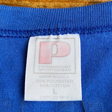 USA製 【PARAMOUNT】 ヘンリーネック Tシャツ Lサイズ ブルー OGDEN SOFTBALL 背番号入り