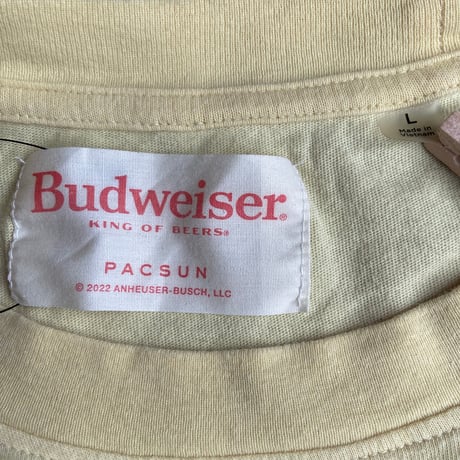 【Budweiser × PAC SUN】 別注 マルチプリント 長袖 Tシャツ Lサイズ クリーム