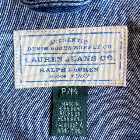 希少 【LAUREN JEANS CO. RALPH LAUREN】 ファイヤーマン デニムジャケット P/M メタルフック 濃紺