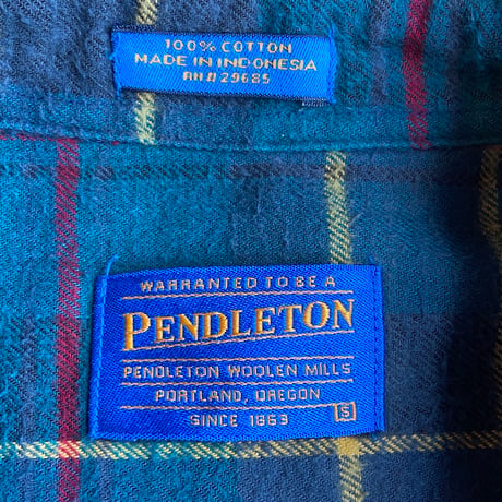【PENDLETON】Sサイズ  コットンネルシャツ　グリーンチェック　ボタンダウン