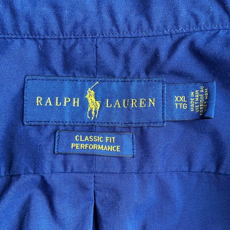 【Ralph Lauren】 PERFORMANCE シャツ XXL ネイビー 高機能素材 速乾 BDシャツ