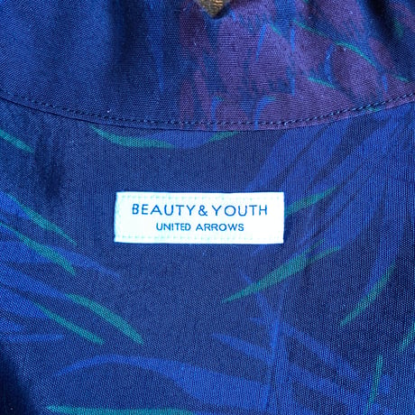 【BEAUTY&YOUTH UNITED ARROWS】 レーヨンシャツ L 総柄 オープンカラー 半袖 開襟