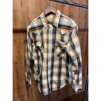 【Levi's】 ウエスタンシャツ チェック柄 スナップボタン オレンジ×ネイビー L