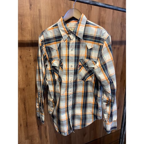 【Levi's】 ウエスタンシャツ チェック柄 スナップボタン オレンジ×ネイビー L
