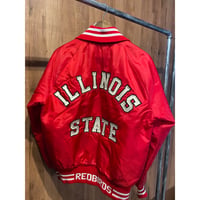 70s-80s Westbury "ILLINOIS STATE" サテン スタジャン レッド カレッジ ヴィンテージ