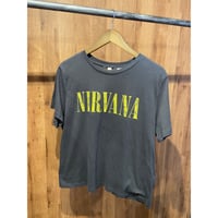 公式ライセンス【NIRVANA】【H&M】 ロゴプリント Tシャツ グレー イエロー Lサイズ