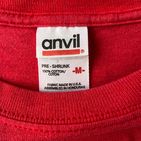 ユニークプリントTシャツ 赤 Mサイズ ANVILボディ 企業/アート系