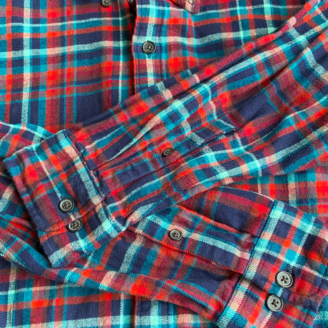 【LANDS’END】 ネルシャツ　Lサイズ　赤/紺/青　タータンチェック柄　トラディショナルフィット