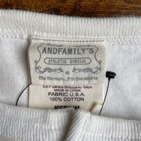 【GLAD HAND × ANDFAMILY'S】 USAコットン ヘンリーネック 7分袖 Tシャツ M ホワイト