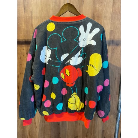 90's VINTAGE 【Walt Disney Co.】 ミッキーマウス 総柄 ドット スウェット ブルゾン マルチカラー