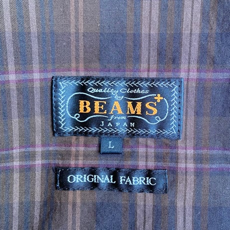 【BEAMS PLUS】 コットン チェック 3ボタン ジャケット L ブラウン パッチポケット  アイビー トラッド