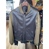 【URBAN RESEARCH DOORS】 山羊革 切替 ジャケット オリーブ×ブラック サイズ38