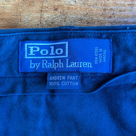 【POLO by RALPH LAUREN】 ANDREW PANT 2タック ワイドチノパン ブラック 黒 W36 希少マカオ製