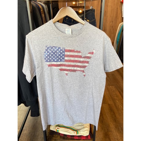 【DELTA】USAマップ 星条旗 プリントTシャツ M  ライトグレー