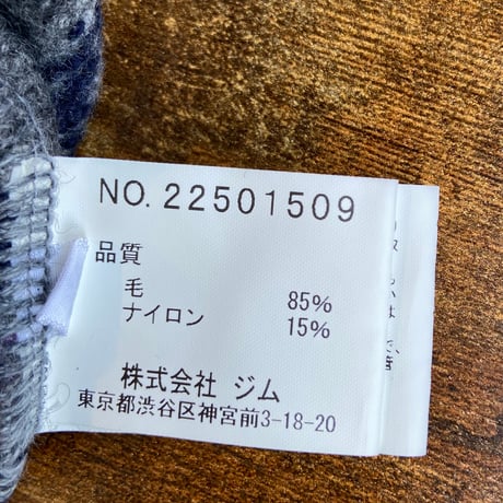 【gim】日本製 ウール85% フェアアイル柄 クルーネックセーター（グレー/ネイビー）