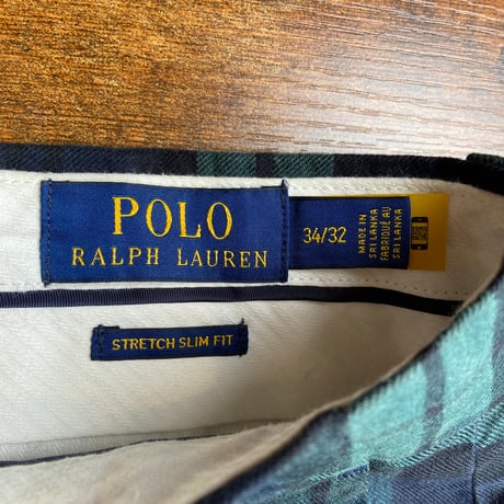 【POLO RALPH LAUREN】 ブラックウォッチ ストレッチ スリムフィット チノパンツ W34 L32 美品