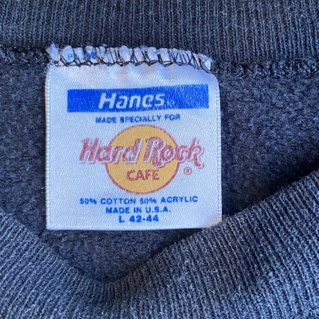 80s Vintage 【Hard Rock Cafe Orlando】 スウェット Hanes L USA製 黒 ボディ